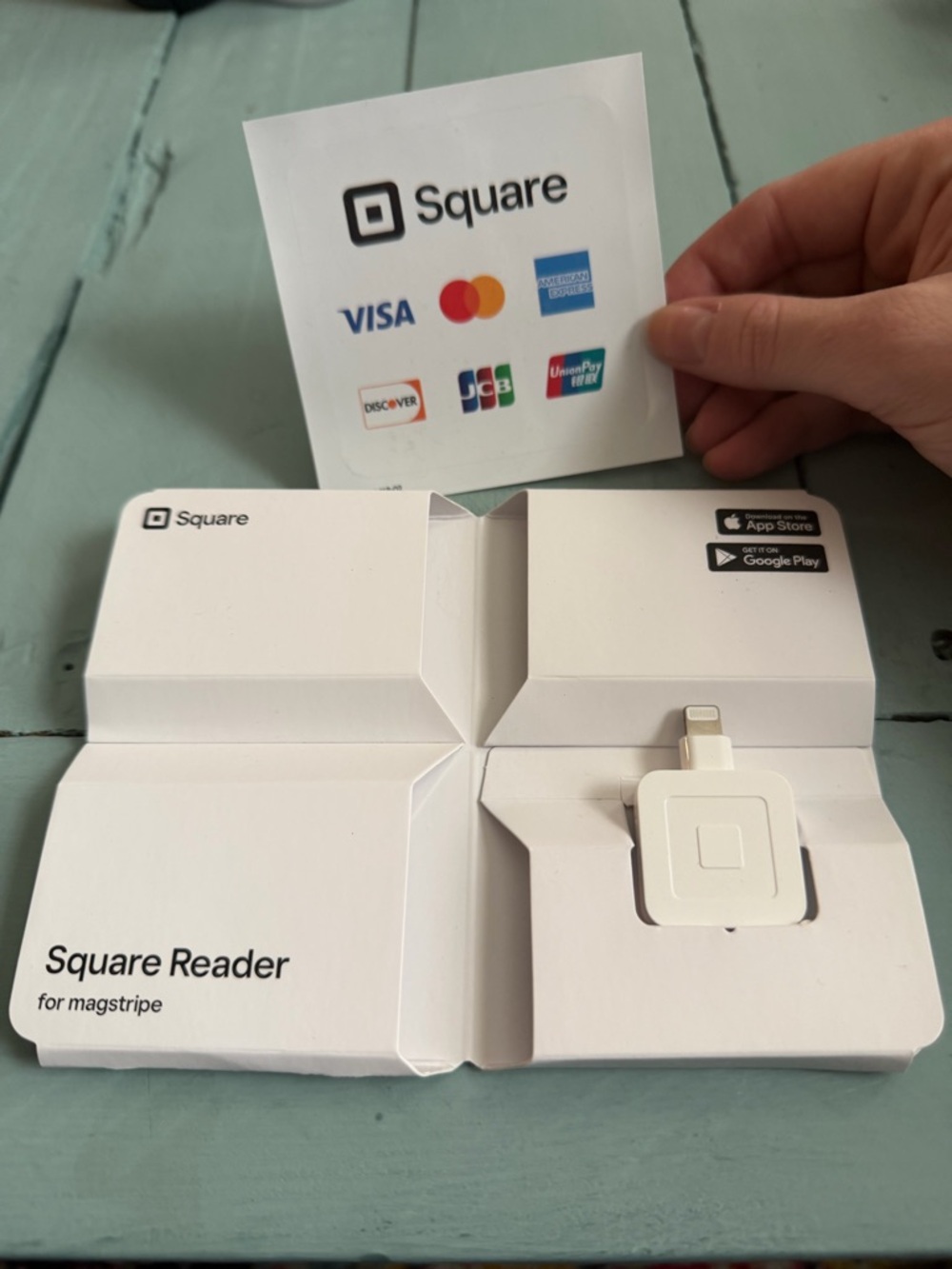 NEW Square Reader for Magstripe(Lightening Connector) w/ Branded Promo Sticker